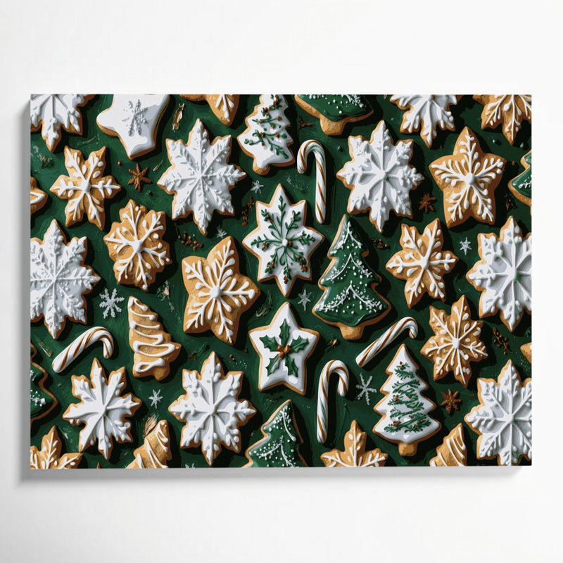 Décoration murale de Noël, biscuits au sucre de Noël, toile verte