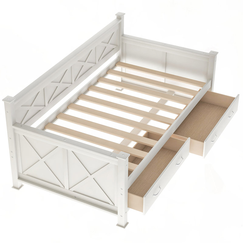 Twin  Size Wooden Daybed, Cream White