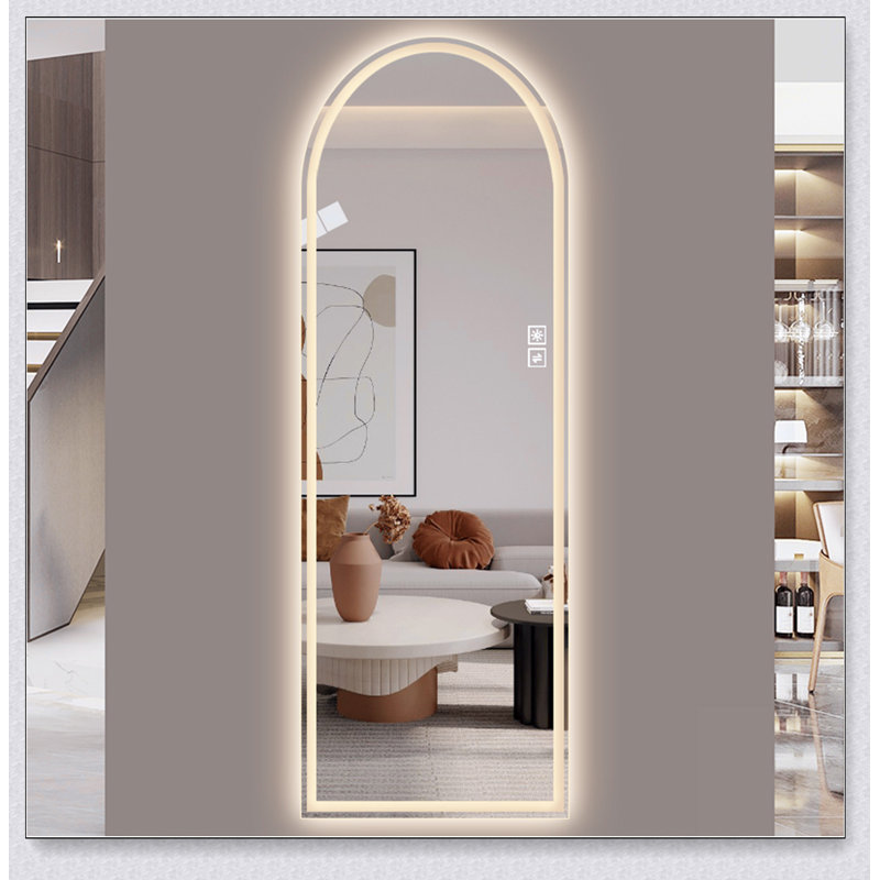 Miroir pleine longueur de 65 po x 21 po à DEL, à intensité variable, haute définition et antidéflagrant, debout ou fixé au mur