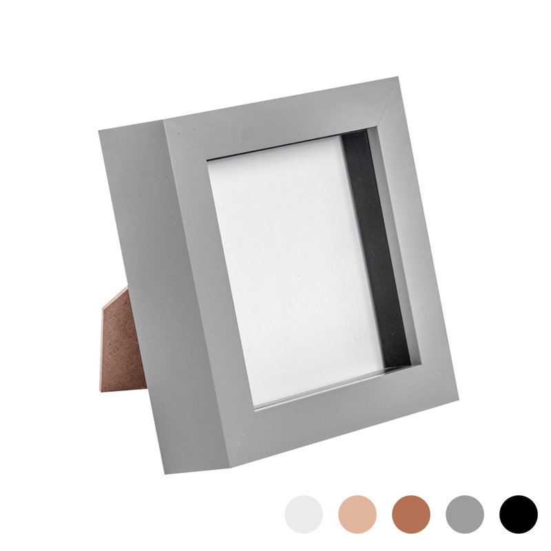 Nicola Spring - 3D Box Photo Frame, 12.5cm H x 12.5cm W x 3.5cm D, Grey