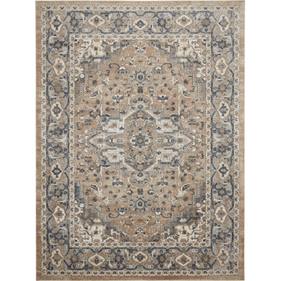 7' X 10' Ivory Floral Power Loom Area Rug