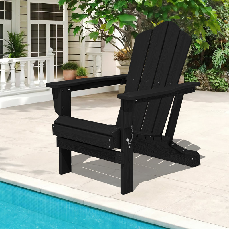 Chaise Adirondack en acier PEHD pliable, Noir, noir, noir, noir