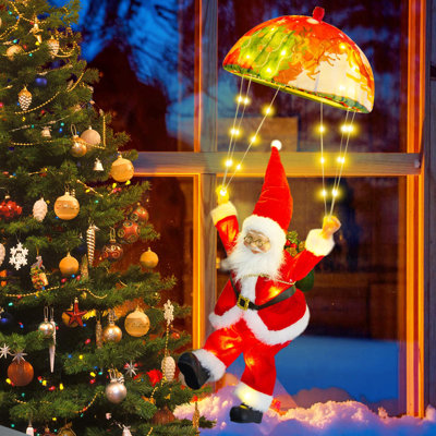 Parachute à lumières de Noël à DEL, 8 modes de lumières IP65 imperméables avec minuterie pour porte de fenêtre