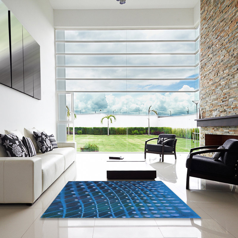 Tapis de zone bleue à motifs, Carré 3 pi