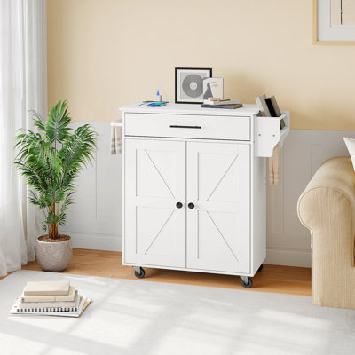 Laimondas 34.3" Kitchen Island with Storage and Power Outlet