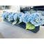 Arrangement d'hortensias artificiels bleus longs et réels, centre de table, arrangement floral artificiel, fleurs en soie, vase noir, décor français