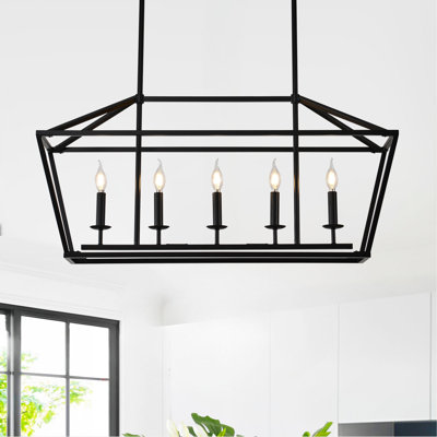 Luminaire suspendu industriel à 7 lumières pour îlot de cuisine, lustre linéaire industriel à 5 lumières pour la salle à manger, finition noire mate, luminaire suspendu pour le salon de la chambre à coucher, couloir