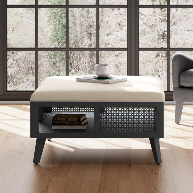 Square Rattan Coffee Table with Storage