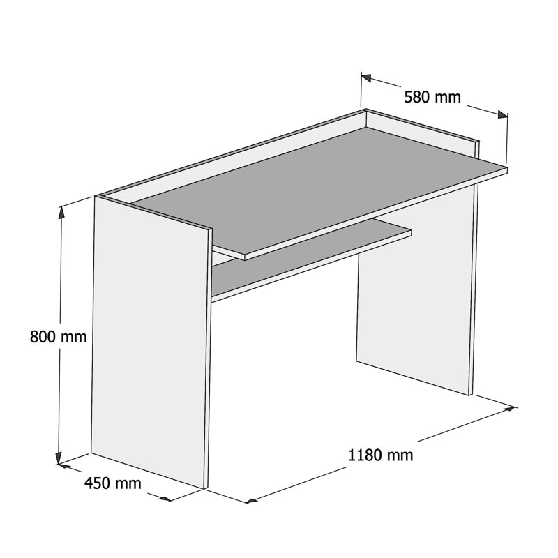 Bureau Wilford, Noyer / blanc, H 31,5 po x l 46,46 po x P 22,83 po