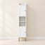 Armoire de rangement mince pour salle de bain, organisateurs de salle de bain étroits et rangement avec 4 pieds réglables, rangement pour salle de lavage pour petits espaces, cuisine, salon, 3 portes, blanc-719104184-717178972