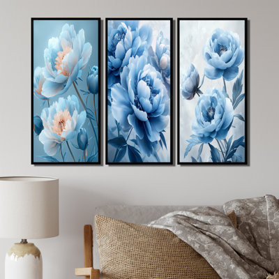 Blue Velvet Pe pivoines I - Collection d'art mural pivoines