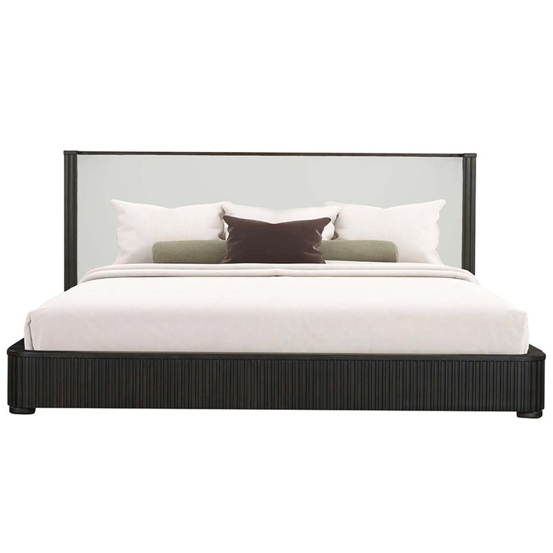 Clayten Queen Bed, Fabric & Espreeso Finish, Queen