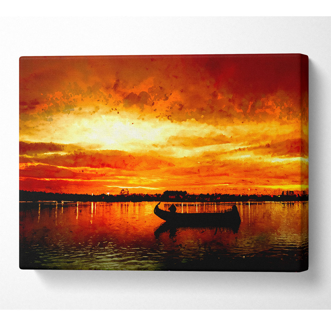 Fire Sky Lake Orange - Kunstdrucke auf Leinwand