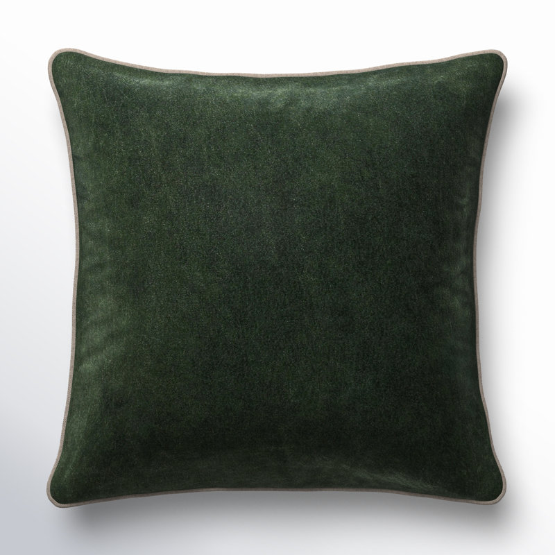 Harriet Cotton Throw Pillow, Forest Green, Square 18"
