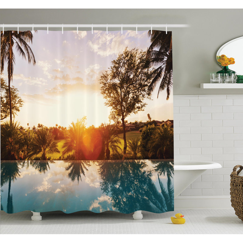 Ensemble de rideau de douche piscine coucher du soleil, H 70 po x l 69 po