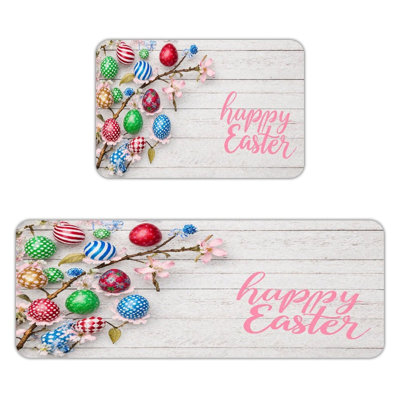Colorful Easter Eggs, Kitchen Mats Set of 2
