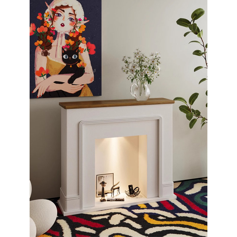 Armoire décorative minimaliste de style français, H 41,34 po x l 47,24 po x P 9,45 po, Blanc
