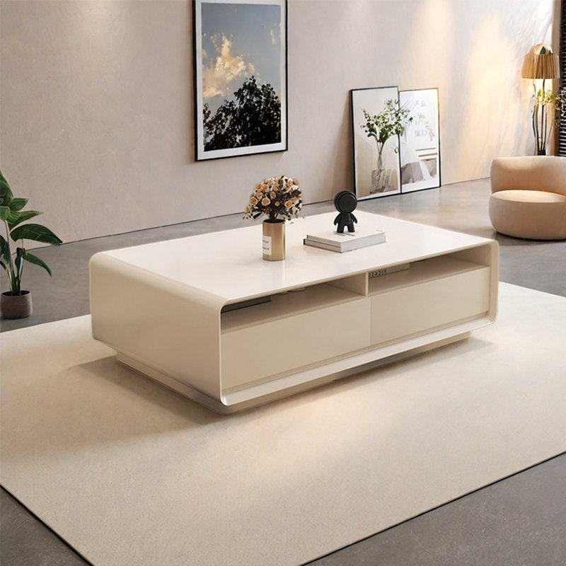 Rectangular storage rock slab coffee table, 15" H x 47.2" L x 23.6" W