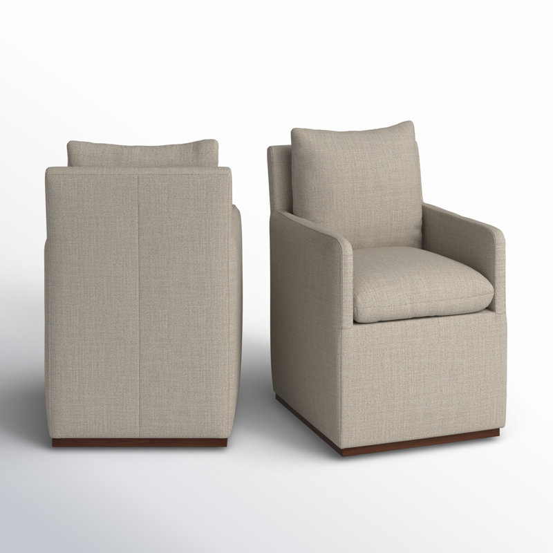 Bobbi 23.23" W Stain Resistant Armchair with Casters (Set of 2), Effie Flax Performance Linen