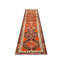 Tapis de couloir unique en laine noué à la main de style années 1960 de 2 pi 11 po x 13 pi 1 po en rouge / brun / orange / ivoire
