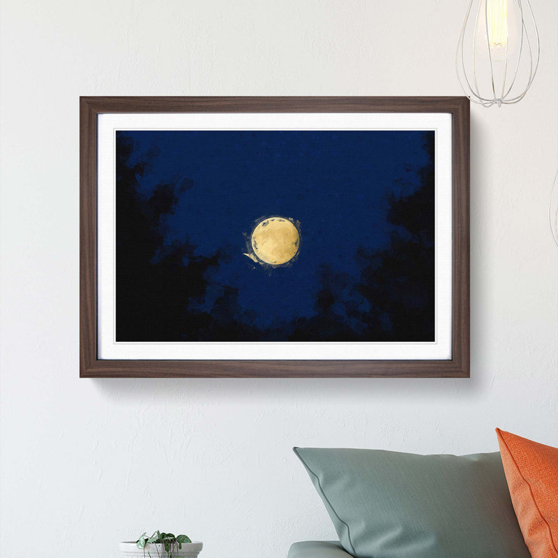 Moon Through the Trees in Abstract - Picture Frame Graphic Art Print, 27cm H x 36cm W x 2cm D, Walnut Framed
