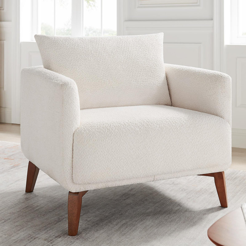 Chaise avec accoudoirs rembourrés 37 po, Blanc