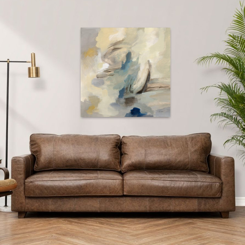 Voile côtière matinale avec art abstrait bleu, H 36 po x l 36 po