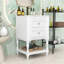 Meuble-lavabo avec lavabo en céramique, 2 tiroirs et tablette ouverte-131200072