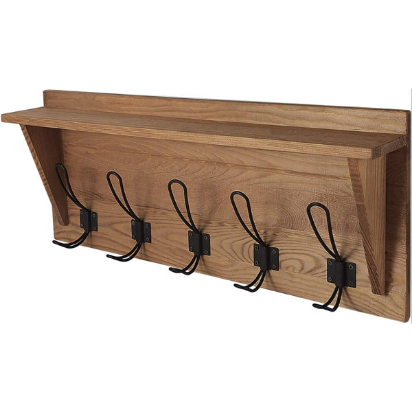 AllModern Shea Poplar Floating Shelf with Hooks & Reviews