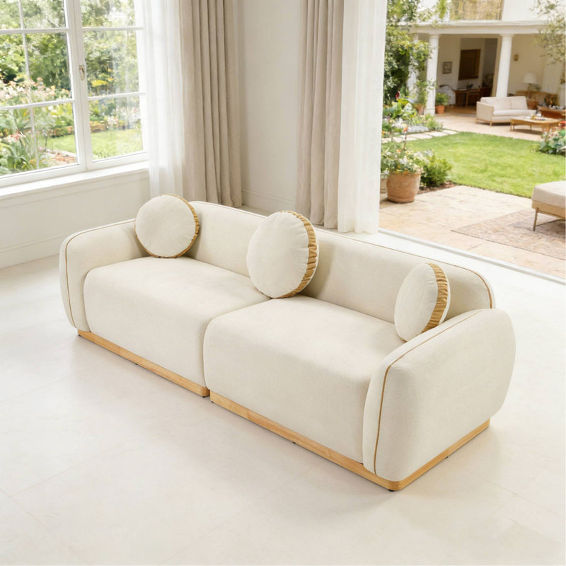 Ensemble de canapés modernes 90,94 po, 3 coussins décoratifs ronds pour le coin-détente du cinéma maison