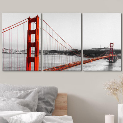 Black and Red San Francisco Bay Bridge Architecture & Maps Country Photography Modern Chic Scenic