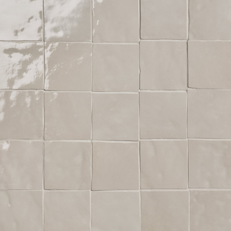 Virello 4x4 Glossy Ceramic Wall Tile, Linen Beige