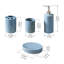 Ensemble d'accessoires de salle de bain - Ensemble d'accessoires de salle de bain en céramique bleue 4 pièces avec distributeur de savon liquide ou de lotion, porte-brosse à dents, gobelet et porte-savon - Décoration moderne à pois ronds