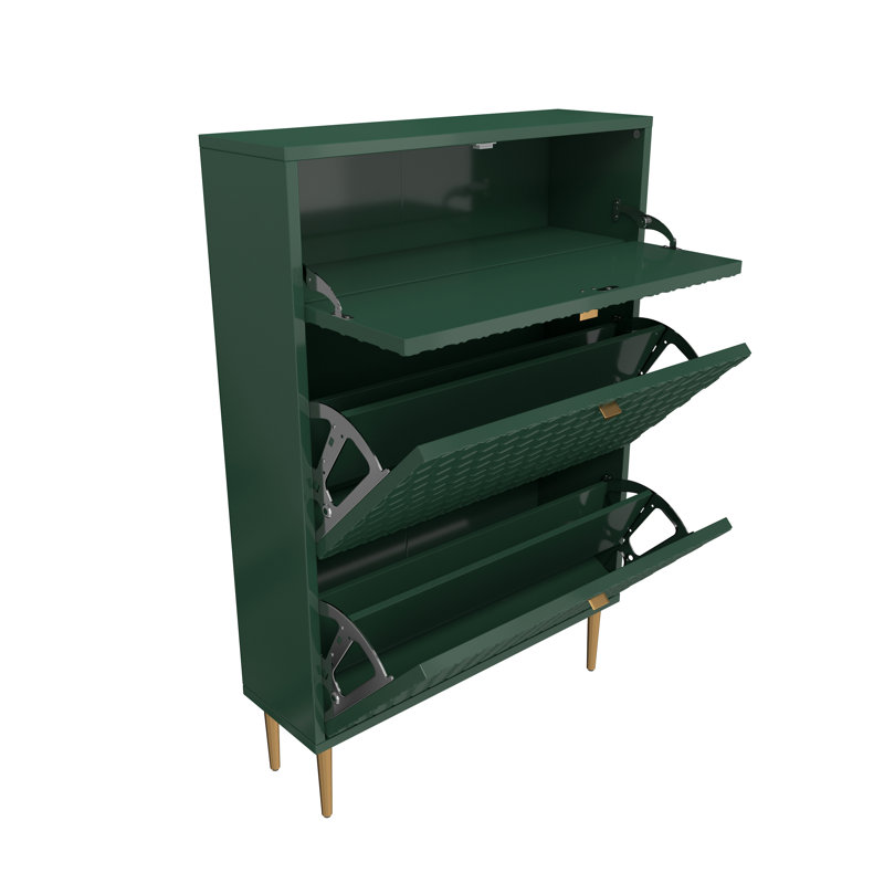 24 Pair Shoe Storage Cabinet, Green