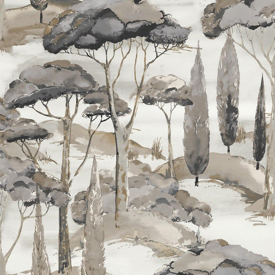 Arcadia Collection Branched Trees Motive Wallpaper Roll, Grey