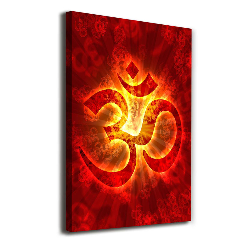 A Burning Om Sign - Wrapped Canvas Print