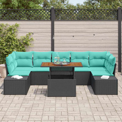  Garden Dining Set Manual 8 Pcs Black And Teal 100 X 55 X 73 Cm