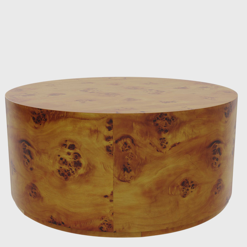 Round Coffee Table, Brown Wood