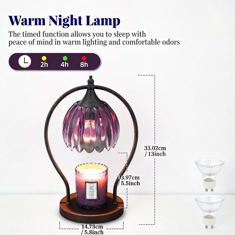Candle Warmer Lamp, Dimmable Candle Warmer with Timer, Vintage Candles Wax Warmers,(Purple), Purple