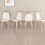 Chaises de salle à manger recouvertes de lin beige de 4, avec des pieds en métal blanc solide pour un rembourrage stable de 4 pièces et un espace confortable