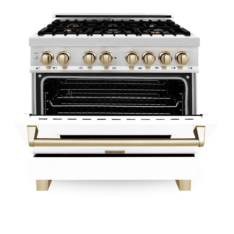ZLINE Autograph 36" Legacy Dual Fuel Range w/ 6 Burners, Gold Stainless Steel 