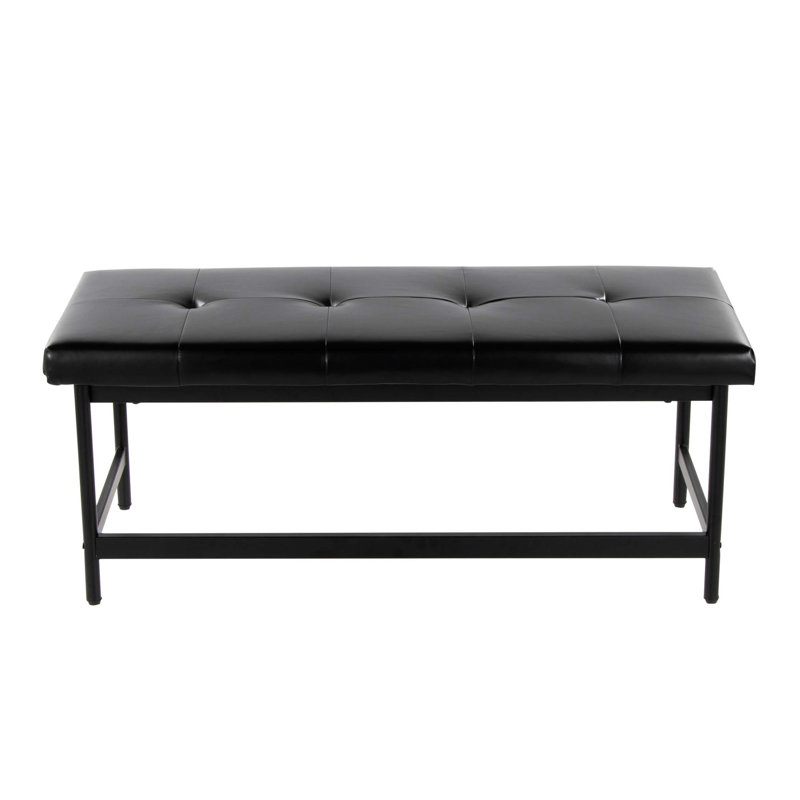 Élégant banc en métal et similicuir, pour les entrées et les salons, alliant durabilité et confort., Noir