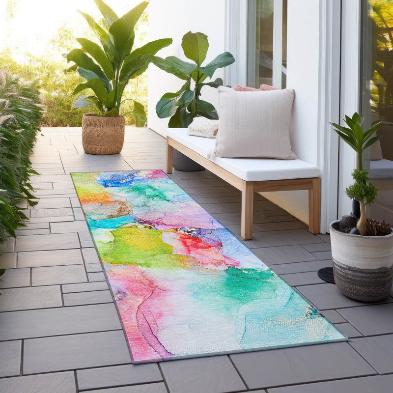 Kinslee Washable Abstract Indoor / Outdoor Rug, Runner 2'3" x 7'6"
