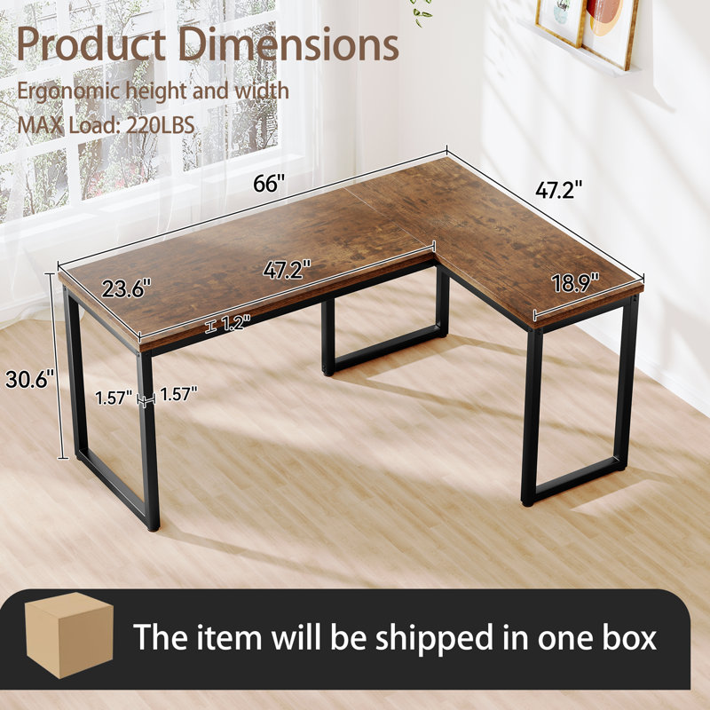 66" L Shaped Larger Gaming Desk, Corner Computer Desk, Sturdy Home Office Computer Table, Writing Workstation