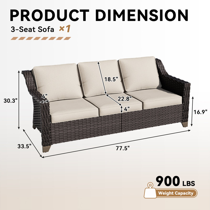 Canapé d'extérieur avec coussins 76,77 po Rivendell, Beige