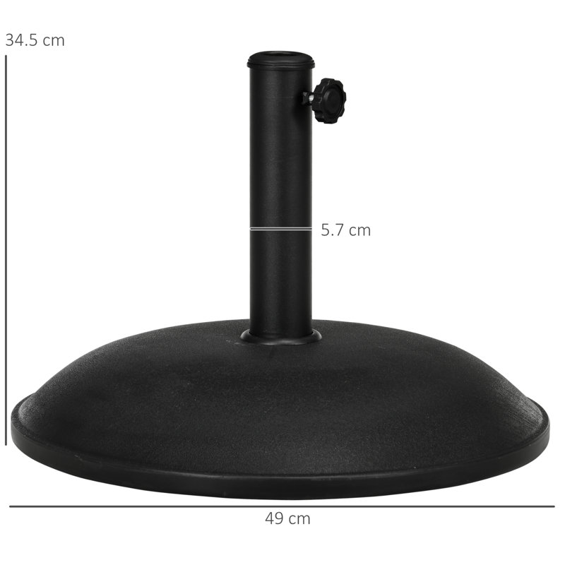 Outsunny Cement Parasol Base Heavy Duty 20kg for Dia. 35mm/38mm/48mm Poles
