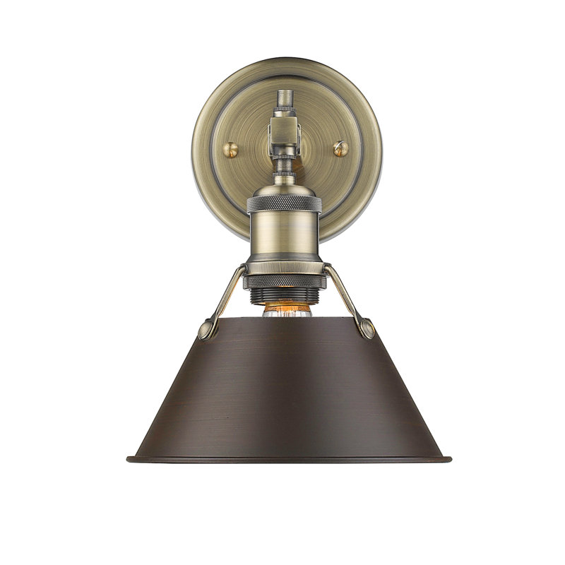 Felda Dimmable Steel Vanity Light, Rubbed Bronze, Aged Brass, 1 Lights