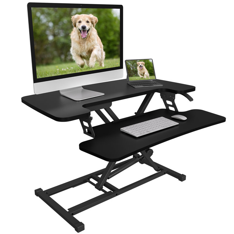 Desk Converter with Removable Keyboard Tray, 19.7" H x 31.5" W x 24.1" D, Black