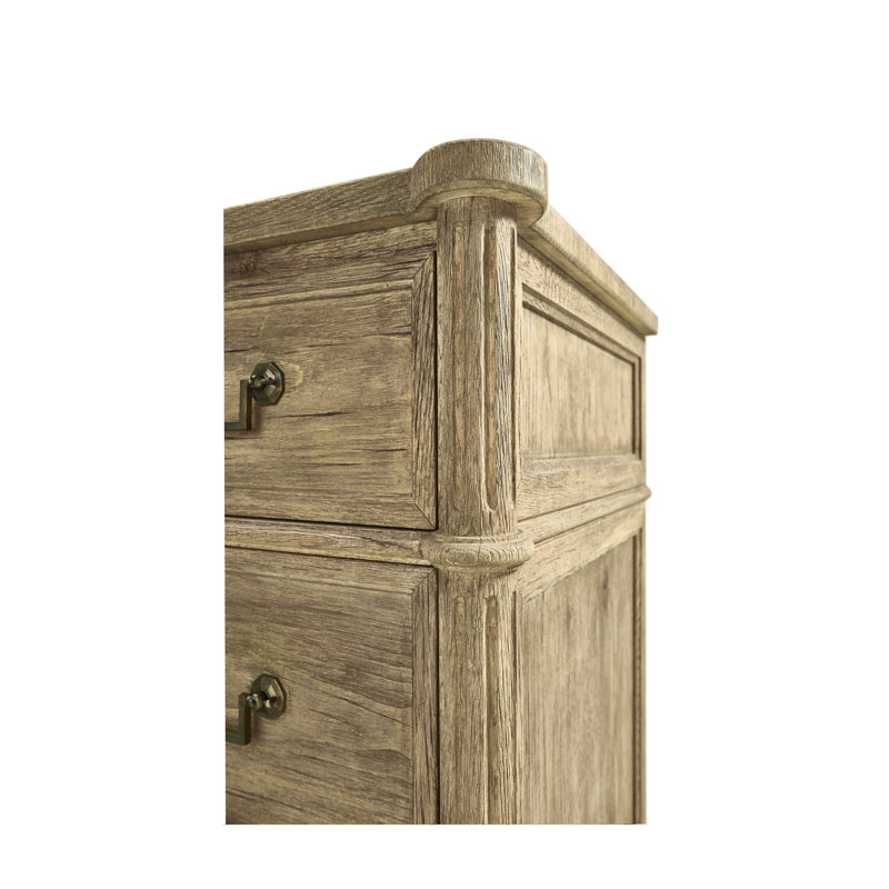 Kalpa Louis XVI 3 - Drawer Solid Wood Dresser, Stripped Brown Chestnut