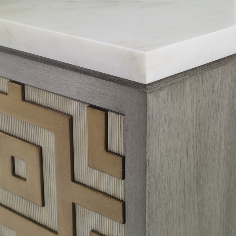 Labyrinth 36'' Gold and Gray Mahogany Bathroom Vanity with Marble Top